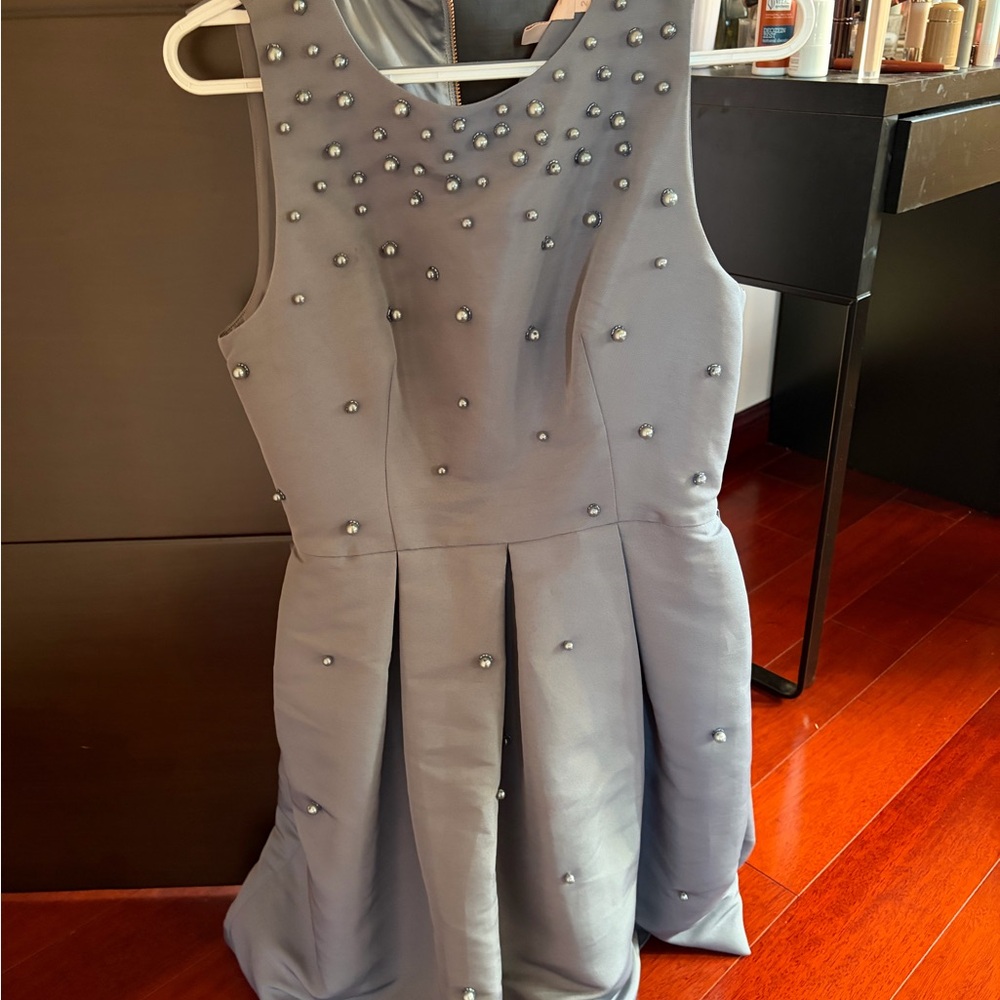 Ted Baker Dress in Gray with Beaded pearls